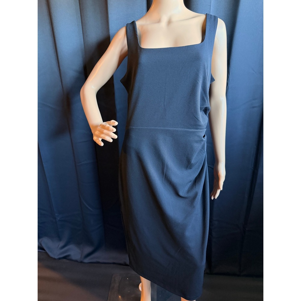 Express Black Ruched Sheath Dress Sz Lg NWT Minimalist Quiet Luxury Coaktail 90s - Picture 2 of 15